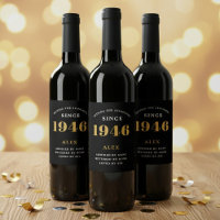 Aniversário de 80 anos Nome 1946 Preto Dourado Ele