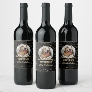 Rótulo De Garrafa De Cerveja Aniversário de Cachorro com Impressão de Pata em P