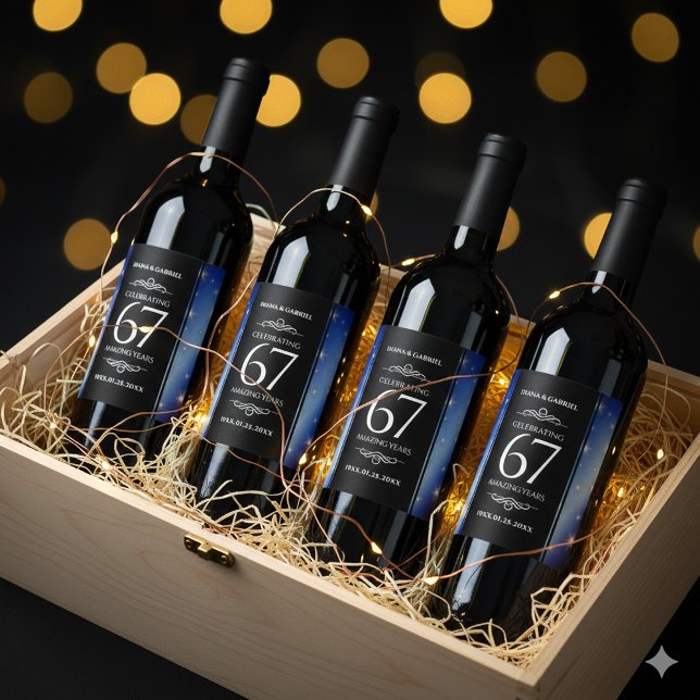 Rótulo De Garrafa De Cerveja Aniversário de Casamento da 67ª Estrela Sapphire (67th Star Sapphire Wedding Anniversary Drink Labels Cover Photo)