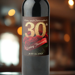 Rótulo De Garrafa De Cerveja Aniversário de Casamento de 30 Dourado das Rosas v