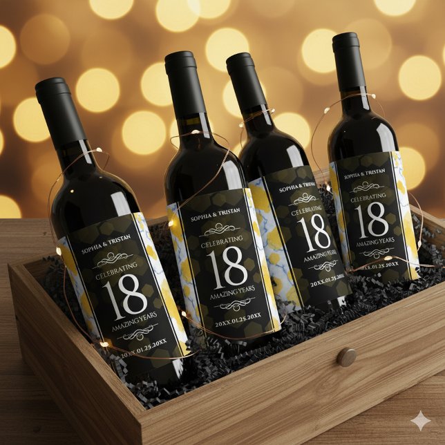 Rótulo De Garrafa De Cerveja Aniversário de Casamento de Porcelana 18 (18th Porcelain Wedding Anniversary Wine/Liquor Drink Labels Cover Photo)