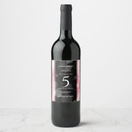 Rótulo De Garrafa De Cerveja Aniversário de Casamento Elegante 5 Rosa Quartz