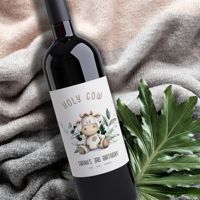 Rótulo De Garrafa De Cerveja Aniversário de criança Neutro de Folhagem de Vaca  (Criador carregado)