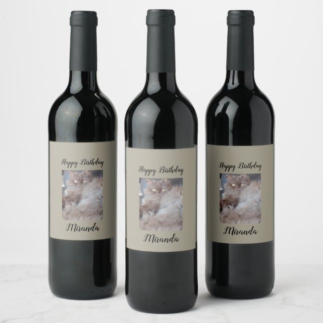 Rótulo De Garrafa De Cerveja Aniversário de Gato fofinho (Garrafas)