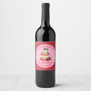 Rótulo De Garrafa De Cerveja Aniversário do Chá de panela do Bolo de Morango