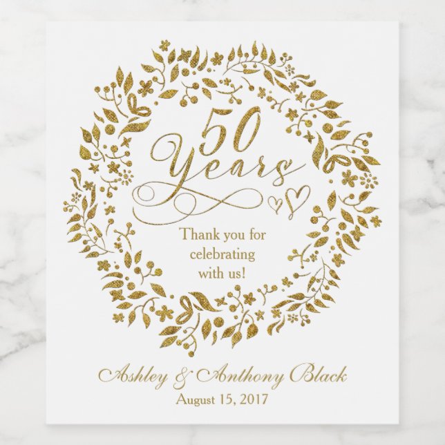 Rótulo De Garrafa De Cerveja Aniversário do Ouro 50 Personalizado (Rótulo Único)