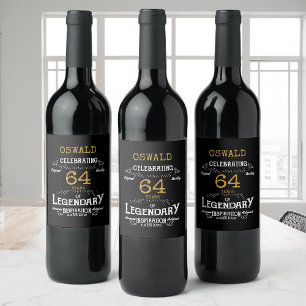 Rótulo De Garrafa De Cerveja Aniversário negro Dourado