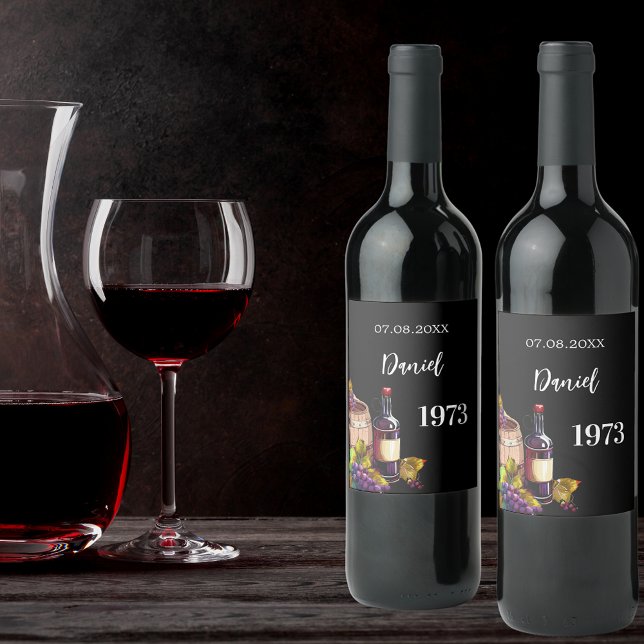 Rótulo De Garrafa De Cerveja Aniversário nome negro ano de nascimento (Criador carregado)