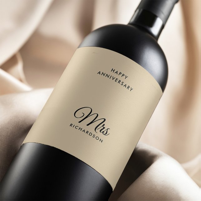 Rótulo De Garrafa De Cerveja Aniversário personalizável de casamento da Sra. Su (Criador carregado)