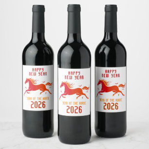 Rótulo De Garrafa De Cerveja Ano Novo Cavalo Chinês Moderno 2026