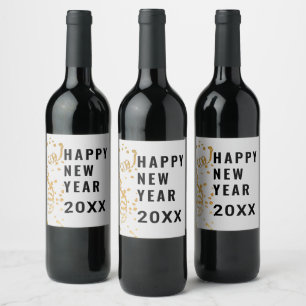 Rótulo De Garrafa De Cerveja Ano Personalizado de Confetti de Glitter Dourado d