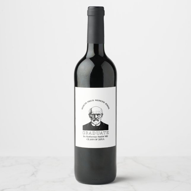 RÓTULO DE GARRAFA DE CERVEJA ANTISTRESS  SIGMUND FREUD PSYCHOANALYSIS CLINIC (Frente)