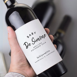 Rótulo De Garrafa De Cerveja Anúncio de Gravidez Preto e Branco Moderno 