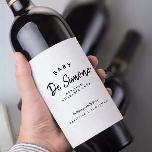 Rótulo De Garrafa De Cerveja Anúncio de Gravidez Preto e Branco Moderno 