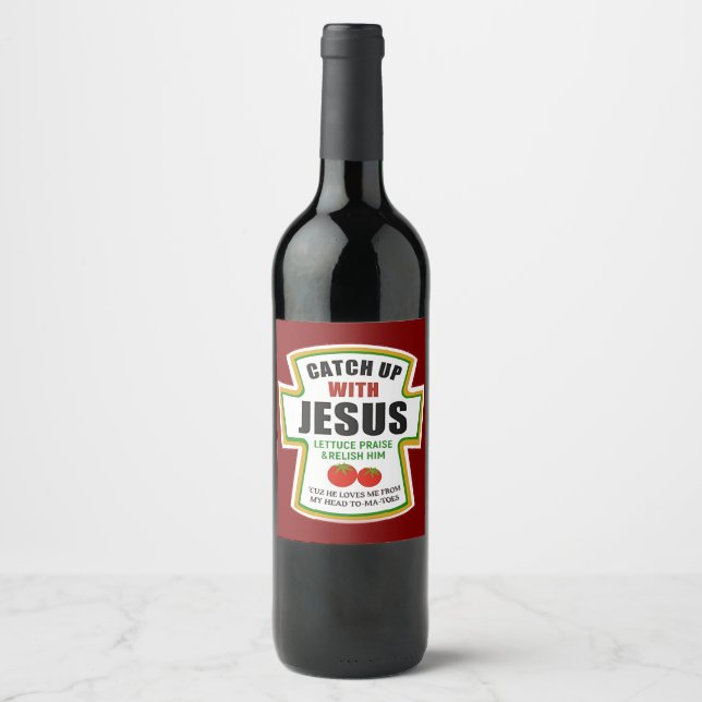 Rótulo De Garrafa De Cerveja Apanhe Jesus Cristo Tomate Cristão Ketchup Engraça (Frente)