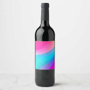 Rótulo De Garrafa De Cerveja Aquarela abstrata pastel ombre rosa azul