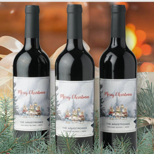 Rótulo De Garrafa De Cerveja Aquarela Coelho Cantores Natal Blend