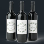 Rótulo De Garrafa De Cerveja Aquarela eucalyptus elegante festa de casamento a<br><div class="desc">Aquarela eucalipto elegante festa de casamento verde favorece o rótulo do vinho de decoração. Parte de uma suite de casamento completa</div>