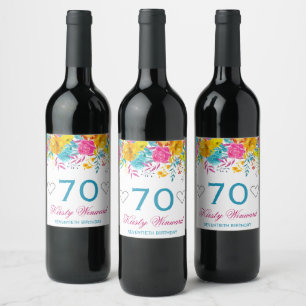 Rótulo De Garrafa De Cerveja Aquarela Flores Coloridas e Vibrantes de Primavera