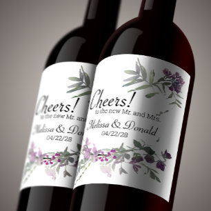 Rótulo De Garrafa De Cerveja Aquarela Flores Silvestres Lavanda Floral