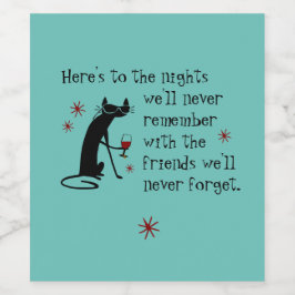 Rótulo De Garrafa De Cerveja Aqui está o brinde do vinho à noite