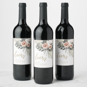 Rótulo De Garrafa De Cerveja Arca Floral Boho Dusty