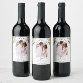 Rótulo De Garrafa De Cerveja Arch Photo White Floral Dourado Casamento Salve a