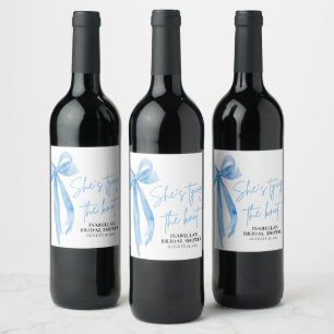 Rótulo De Garrafa De Cerveja Arco Azul Dusty Ela é Chá de panela Casando