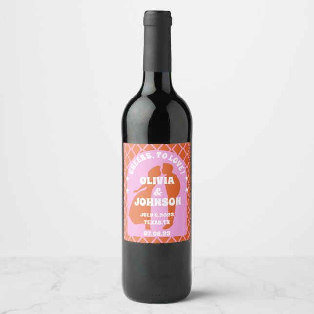 Rótulo De Garrafa De Cerveja Arco Boho Retro Rosa Laranja Ousado Minimal Modern (Frente)