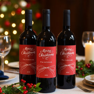 Rótulo De Garrafa De Cerveja Arco branco vermelho desenhado à mão Natal
