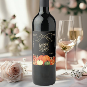 Rótulo De Garrafa De Cerveja Arco de abóbora de ação de graças Grateful Bendito