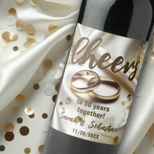 Rótulo De Garrafa De Cerveja Argolas de Ouro Entrelaçadas 50º Aniversário de Ca