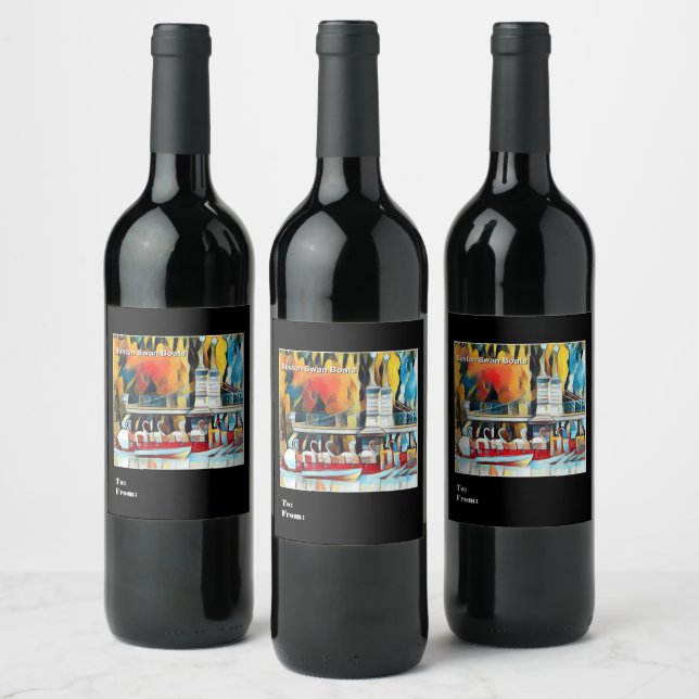 Rótulo De Garrafa De Cerveja Art Deco Boston Swan Boats (Garrafas)