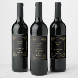 Rótulo De Garrafa De Cerveja Art Deco luxuoso rótulo de vinho elegante preto
