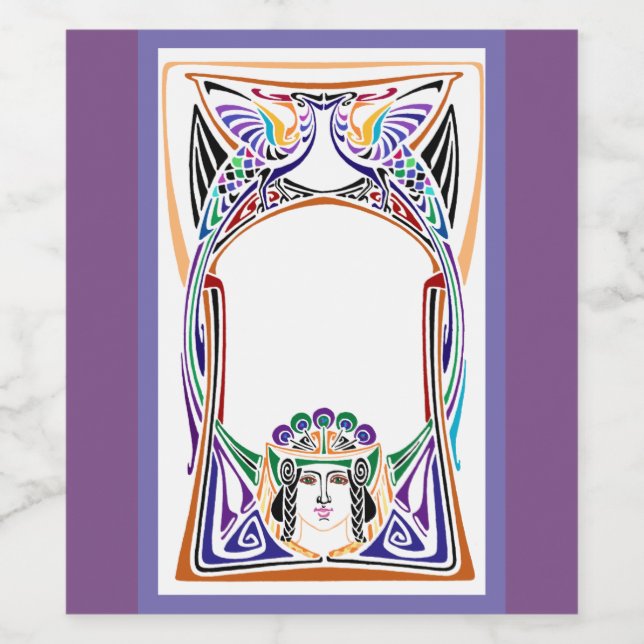 Rótulo De Garrafa De Cerveja Art Nouveau Peacock Mulher (Rótulo Único)