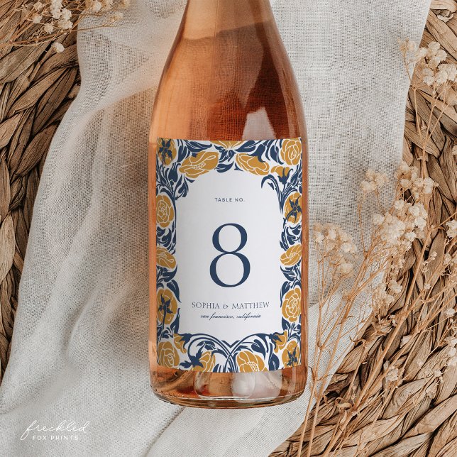 Rótulo De Garrafa De Cerveja Art Nouveau Vinho Frasco Número da Tabela (Art Nouveau Wine Bottle Table Number Label)