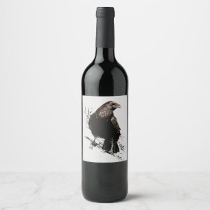 Rótulo De Garrafa De Cerveja Arte Animal Raven