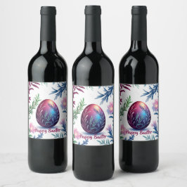 Rótulo De Garrafa De Cerveja Arte Botânica de Ovo de Páscoa Elegante