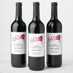 Rótulo De Garrafa De Cerveja Arte de aquarela de rosa cor-de-rosa com caligrafi