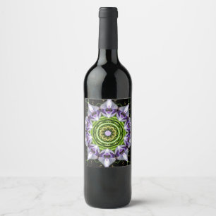 Rótulo De Garrafa De Cerveja Arte de Mandala Kaleidoscópio Floral Roxo