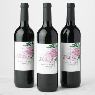 Rótulo De Garrafa De Cerveja Arte em Aquarela Elegante Romântica Lilás Lótus