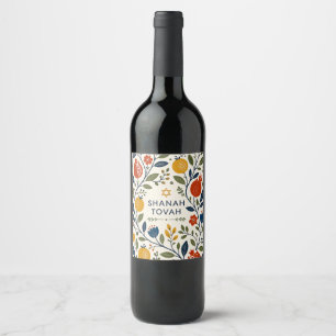 Rótulo De Garrafa De Cerveja Arte Folclórica Moderna Shana Tovah Botânica 