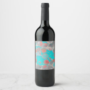 Rótulo De Garrafa De Cerveja Arte vermelha azul do padrão floral/floral român