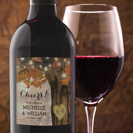 Rótulo De Garrafa De Cerveja Ártico outono de Árvore Anima ao Casamento