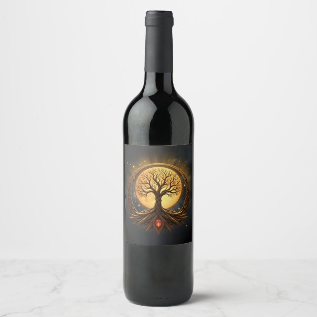 Rótulo De Garrafa De Cerveja Árvore da Vida – Iluminação ao Luar (Frente)