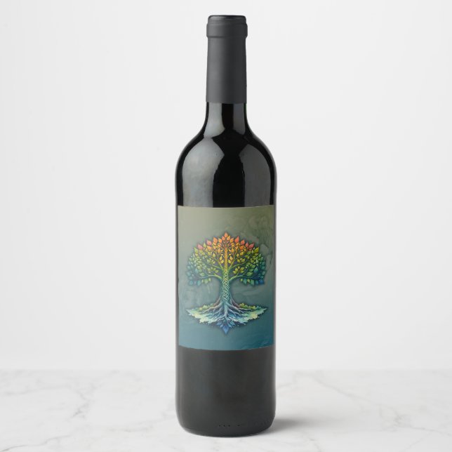Rótulo De Garrafa De Cerveja Árvore da Vida Mudando o Amanhecer (Frente)