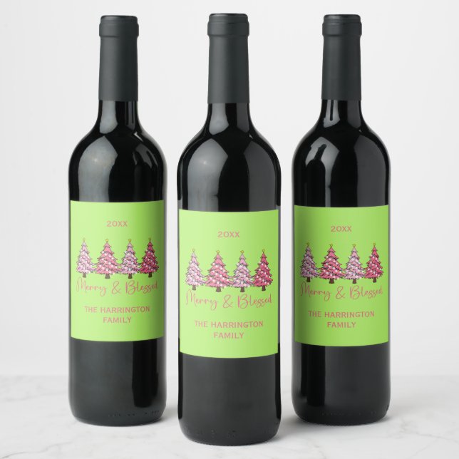 Rótulo De Garrafa De Cerveja Árvore de Natal Alegre e Abençoada Personalizada (Garrafas)