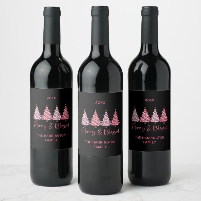 Rótulo De Garrafa De Cerveja Árvore de Natal Alegre e Abencoada Personalizada (Garrafas)