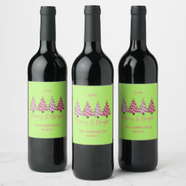 Rótulo De Garrafa De Cerveja Árvore de Natal Alegre e Brilhante Personalizada