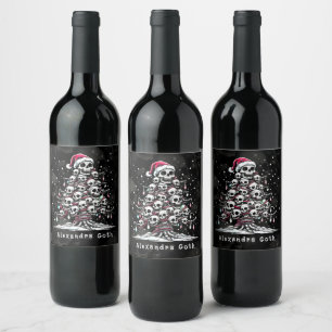 Rótulo De Garrafa De Cerveja Árvore de Natal de Caveira Pijama Esqueleto Chapéu